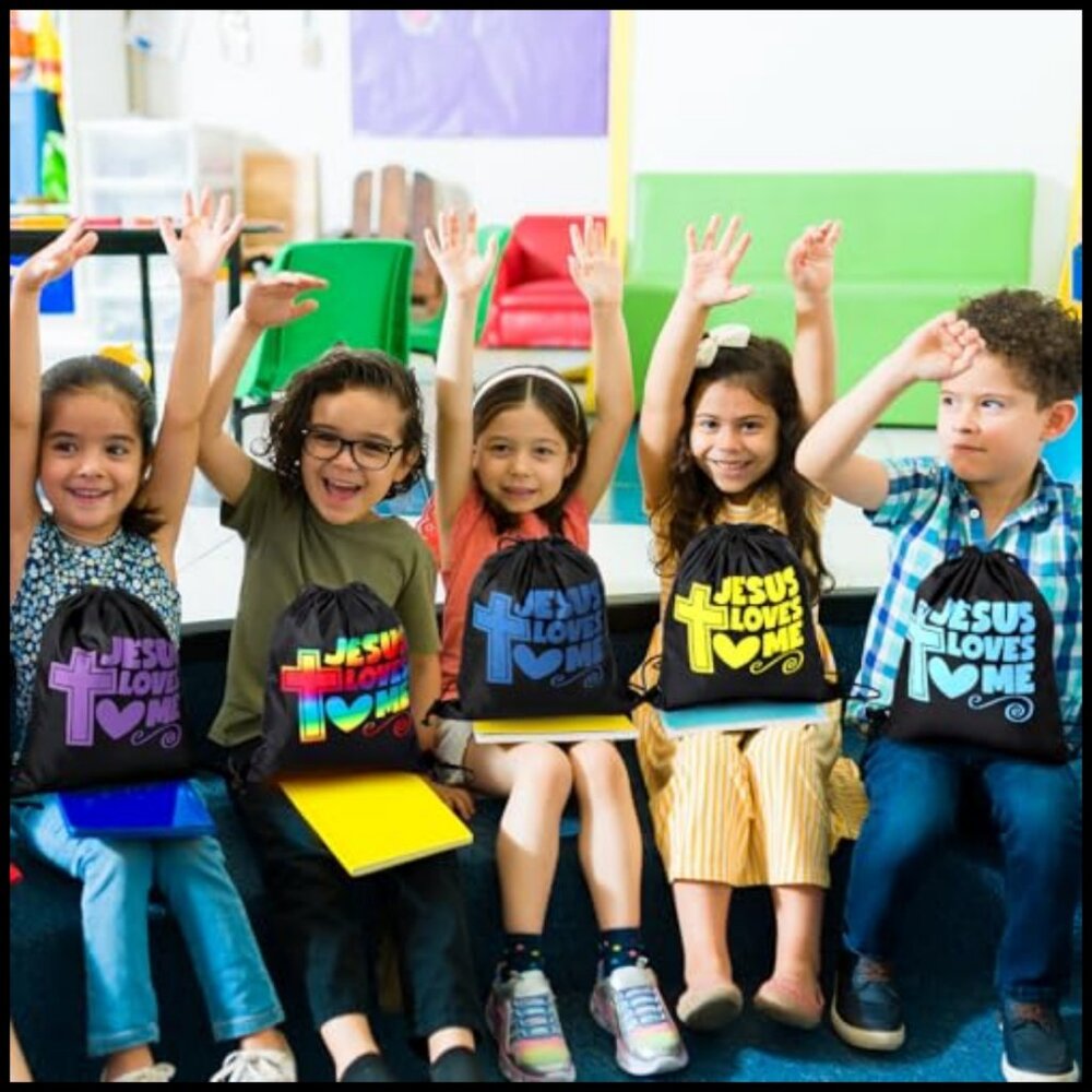 Religious Drawstring Backpack Bulk Set Christian … - image 5